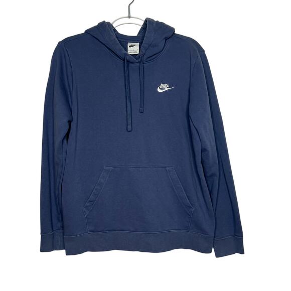 NIKE Sportswear Club Fleece Pullover Hoodie Drawstring Relaxed Fit Blue Mens L - Picture 8 of 8